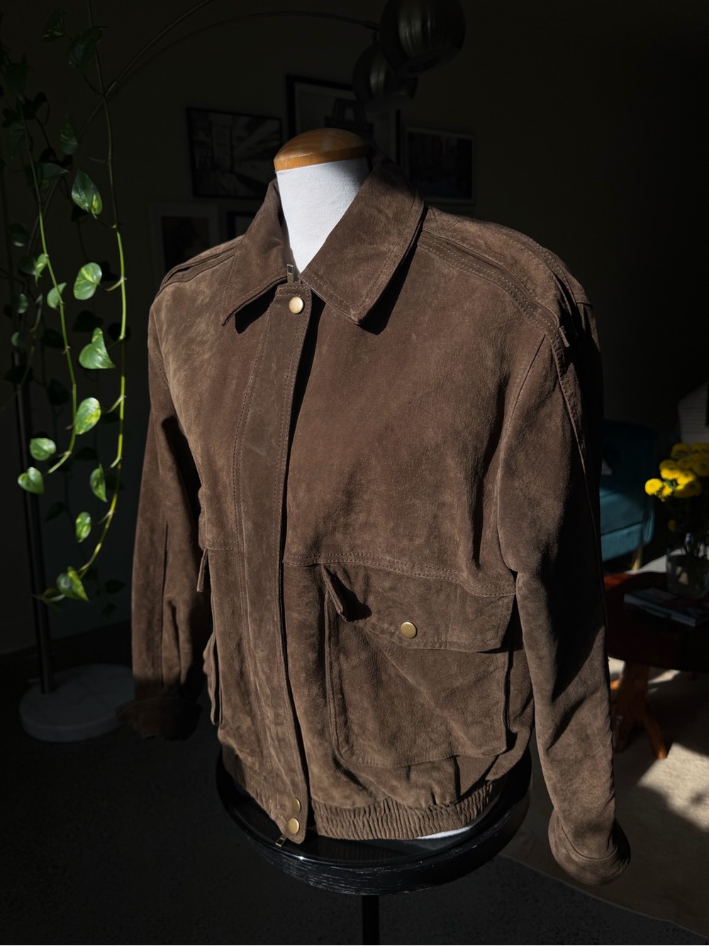 Zara Brown Suede Bomber Jacket